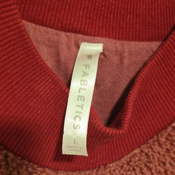 Fabletics Cropped Mock Neck Oversized Burgundy Sweater Fleece - Picture 2 of 7